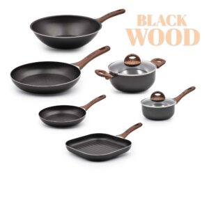 Trem Cozinha Indução 6 Peças Black Wood