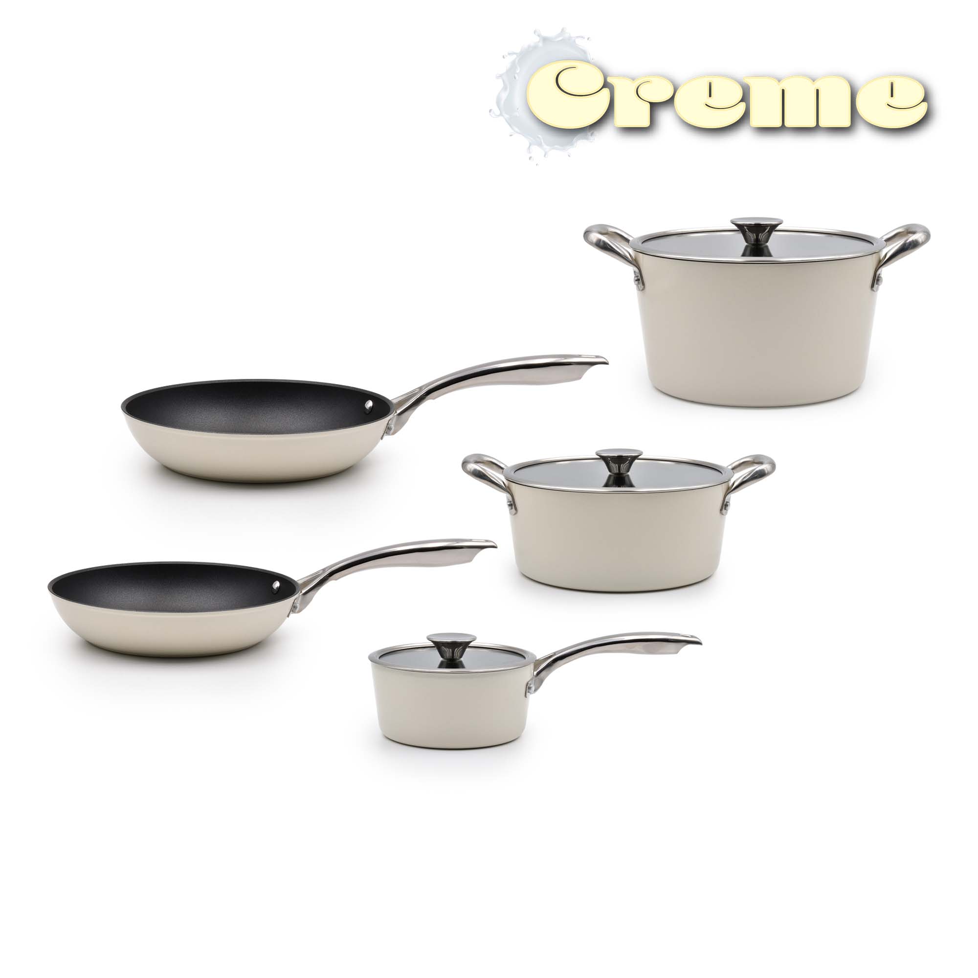 Trem Cozinha Indução 5 Peças Creme