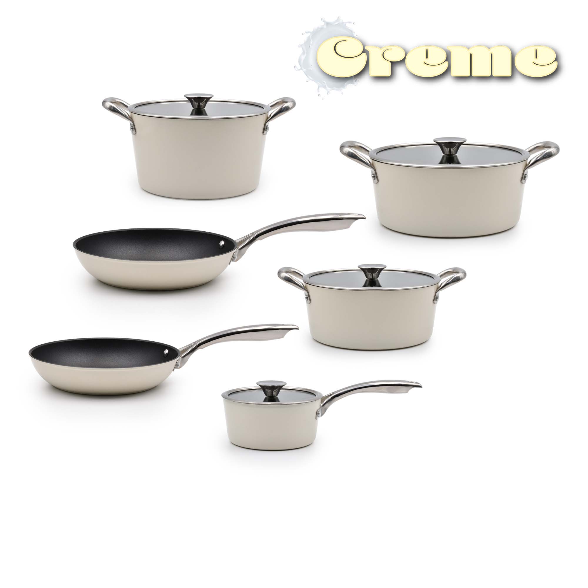 Trem Cozinha Indução 6 Peças Creme