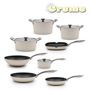Trem Cozinha Indução 8 Peças Creme