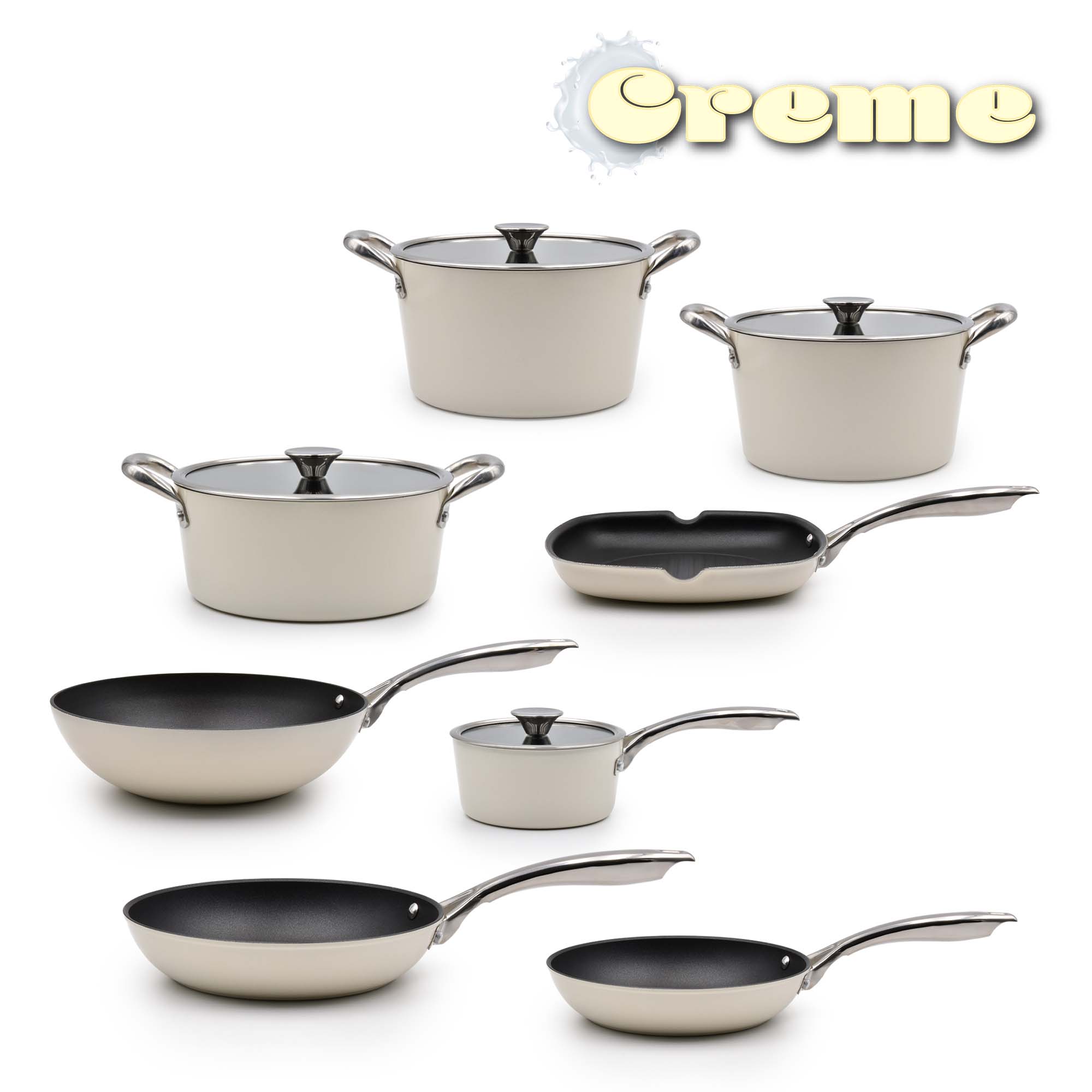 Trem Cozinha Indução 8 Peças Creme