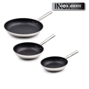 Conjunto Indução 3 Frigideiras Inox Antiaderente