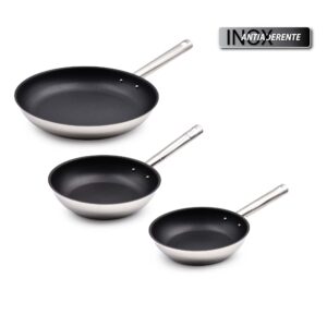 Conjunto Indução 3 Frigideiras Inox Antiaderente