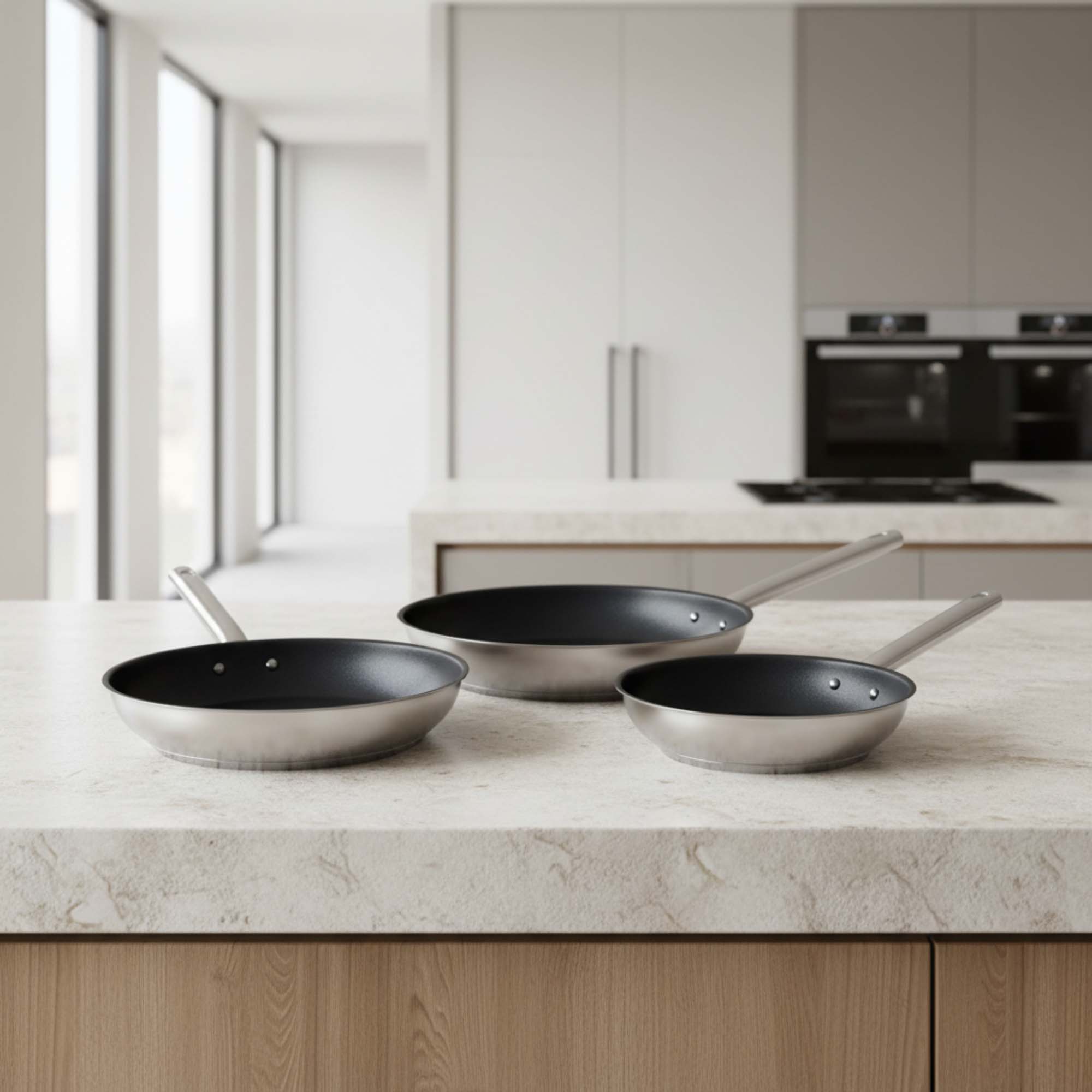 Conjunto Indução 3 Frigideiras Inox Antiaderente - Image 2