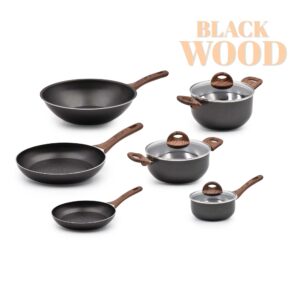 Trem Cozinha Indução 6 Peças Black Wood