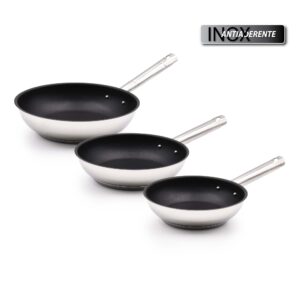 Conjunto Indução 3 Frigideiras Inox Antiaderente