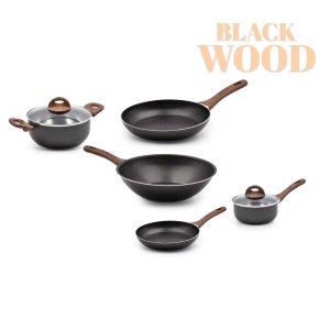 Trem Cozinha Indução 5 Peças Black Wood