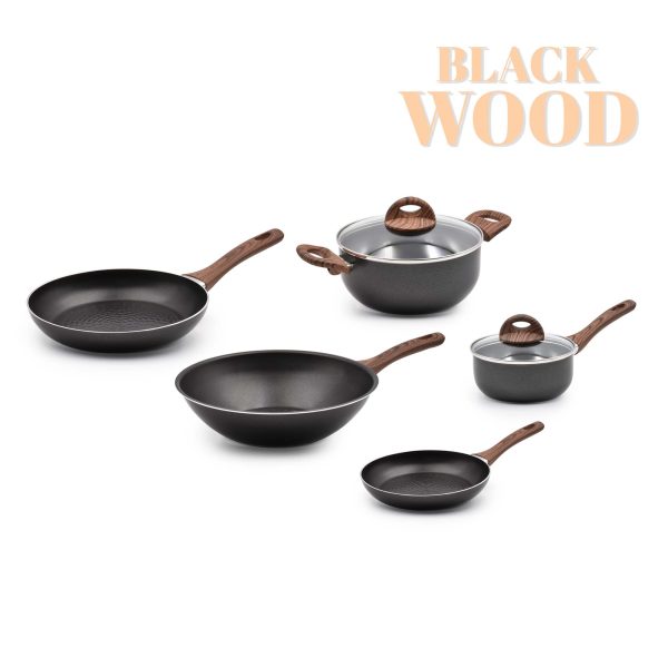 Trem Cozinha Indução 5 Peças Black Wood